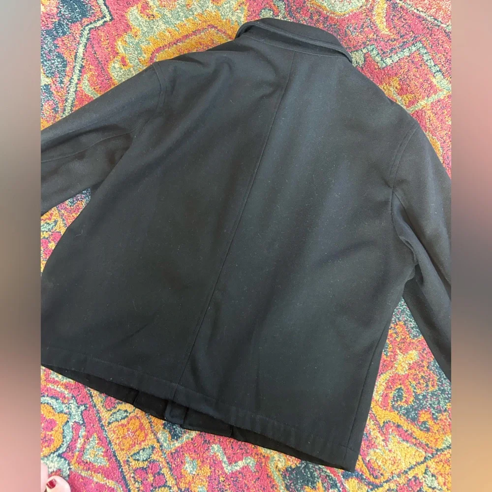 Banana Republic | Men's Black Wool Blend Zip Front Lined Jacket Pea Coat Size XL
